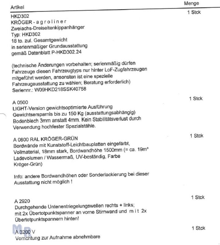 Kipper tipa Kröger 18to 560er bereift 3 Schieber mit Kunststoffbordwand Interne Nr. 40758, Gebrauchtmaschine u Greven (Slika 12)