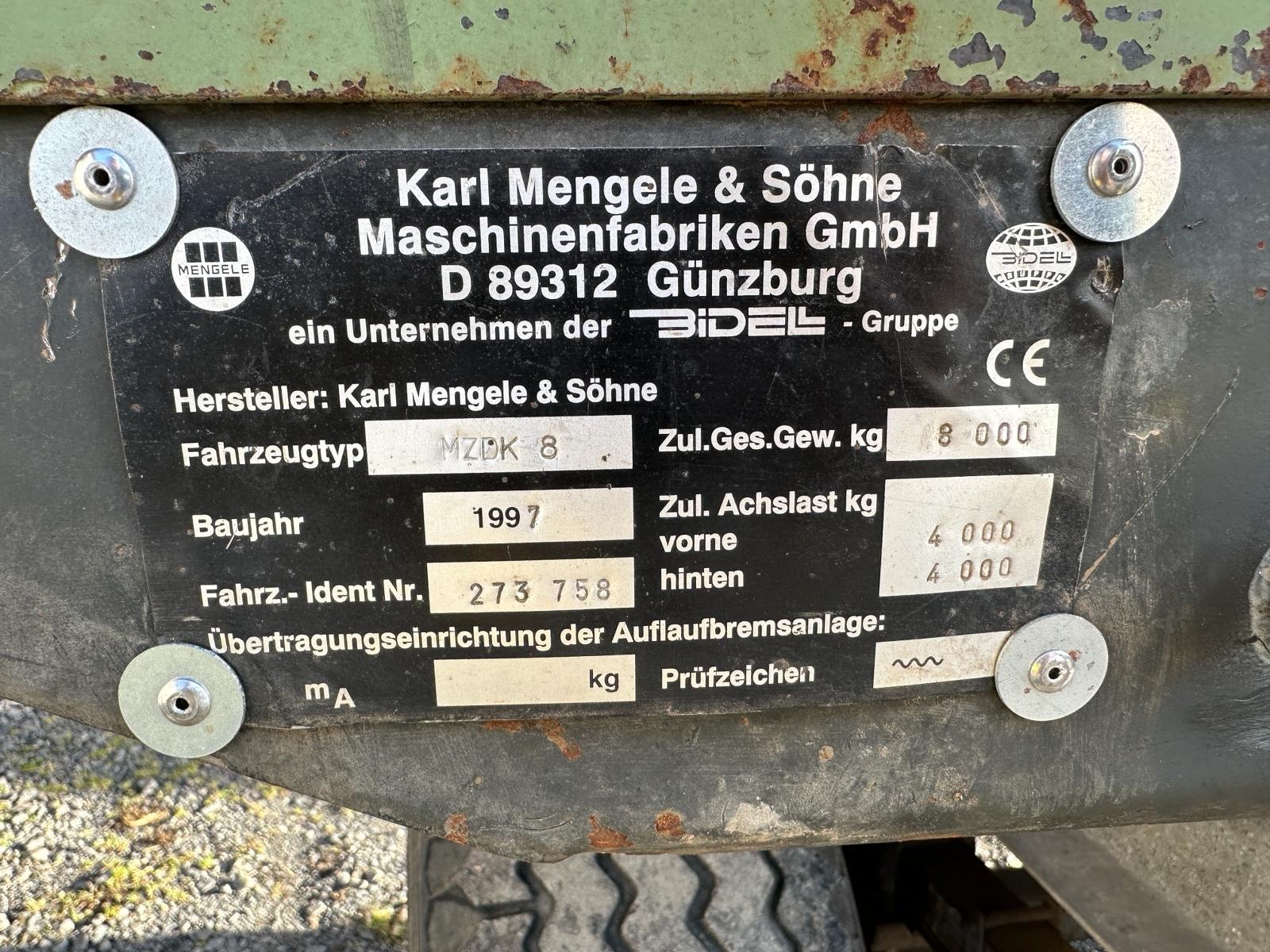 Kipper des Typs Mengele MZDK 8000, Gebrauchtmaschine in Bad Hersfeld (Bild 24)