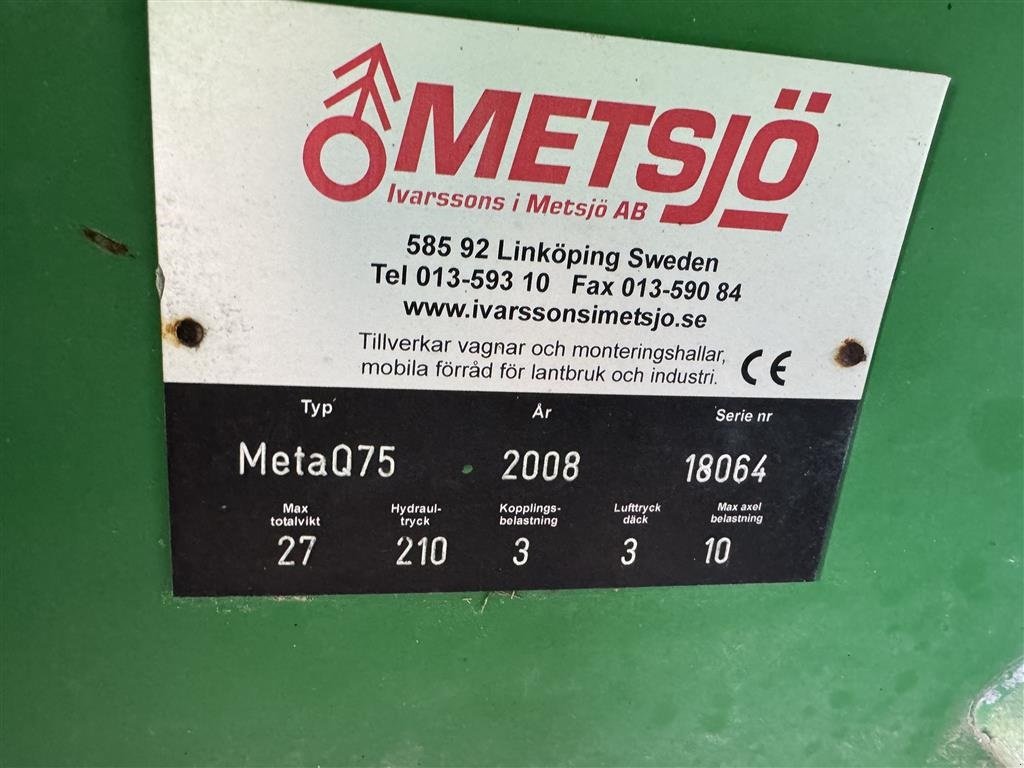 Kipper du type Metsjö MetaQ 75 Skiftelandsvogn, Gebrauchtmaschine en Ringe (Photo 7)