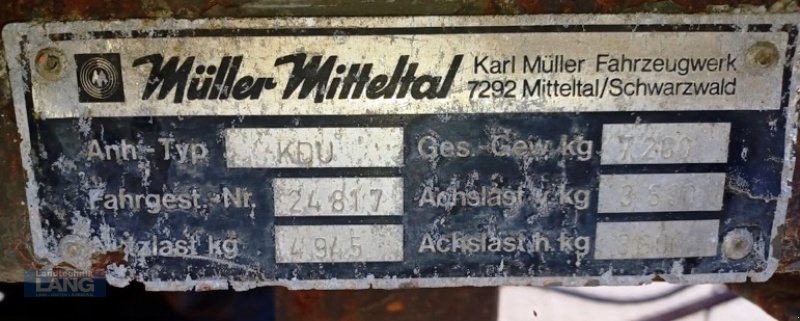 Kipper типа Müller-Mitteltal KDU 7200, Gebrauchtmaschine в Rottenburg (Фотография 9)