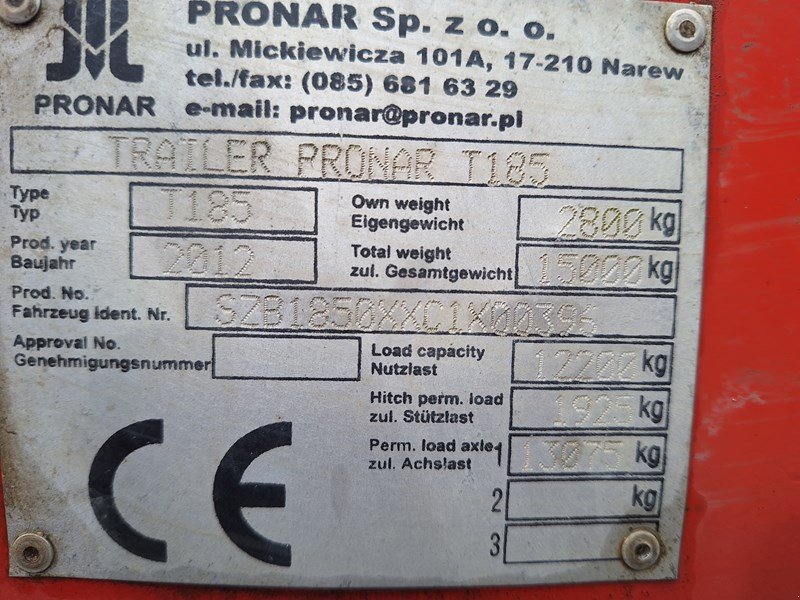 Kipper tip PRONAR Pronar T 185 Hakengerät, Gebrauchtmaschine in Chur (Poză 8)