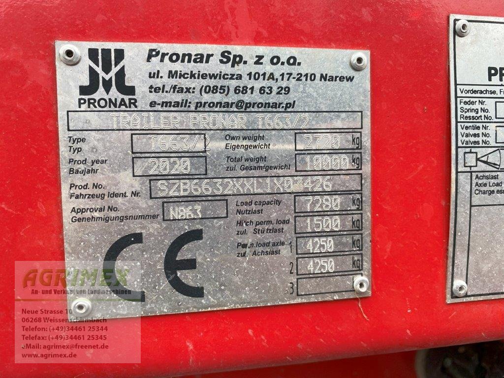 Kipper типа PRONAR T 663-2T, Gebrauchtmaschine в Weißenschirmbach (Фотография 6)