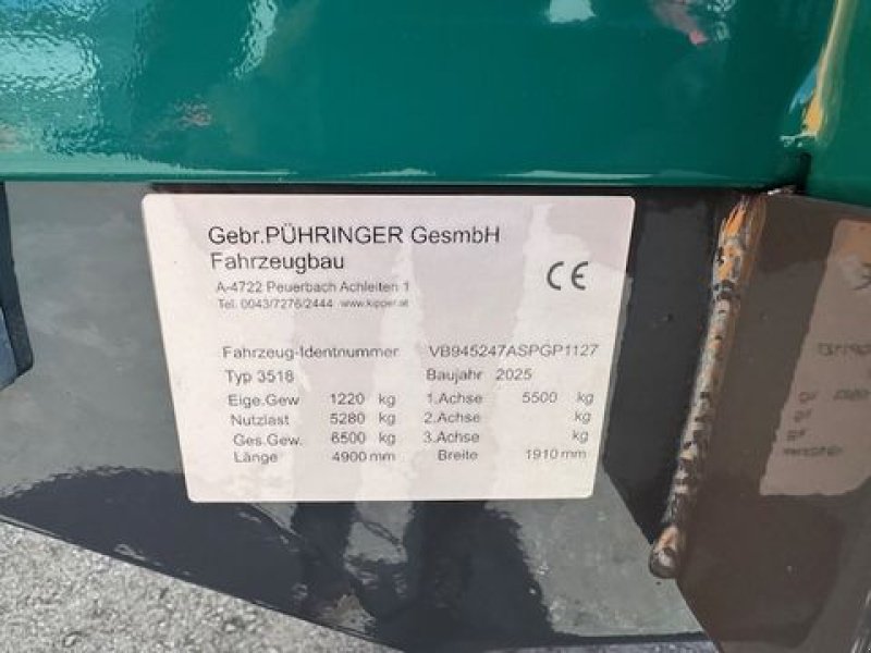 Kipper tipa Pühringer Einachs-Dreiseitenkipper 3518 3,50x1,82m 6,5to, Neumaschine u Tamsweg (Slika 17)