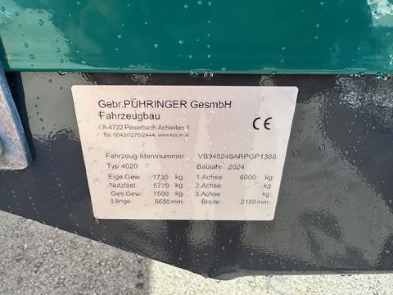 Kipper del tipo Pühringer Einachs-Dreiseitenkipper 4020 7,5to 4,0x2,05m, Neumaschine In Tamsweg (Immagine 11)