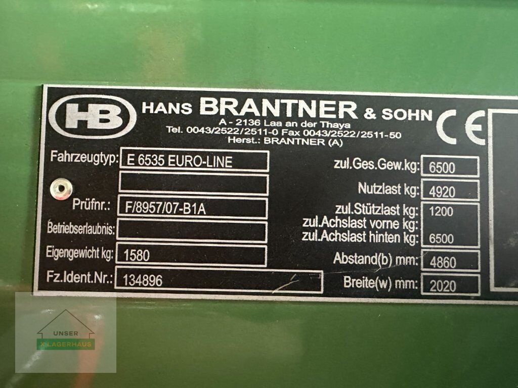 Kipper des Typs Sonstige BRANTNER E 6535 EURO-LINE 25 LM/H, Neumaschine in Aschbach (Bild 6)