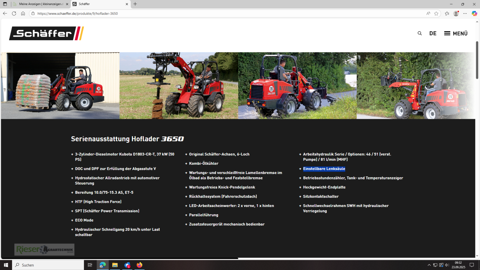 Knickgelenkte Baggerlader a típus Schäffer 3650 Vollkabine, Hubkraft 2000 kg, Neumaschine ekkor: Nördlingen (Kép 9)