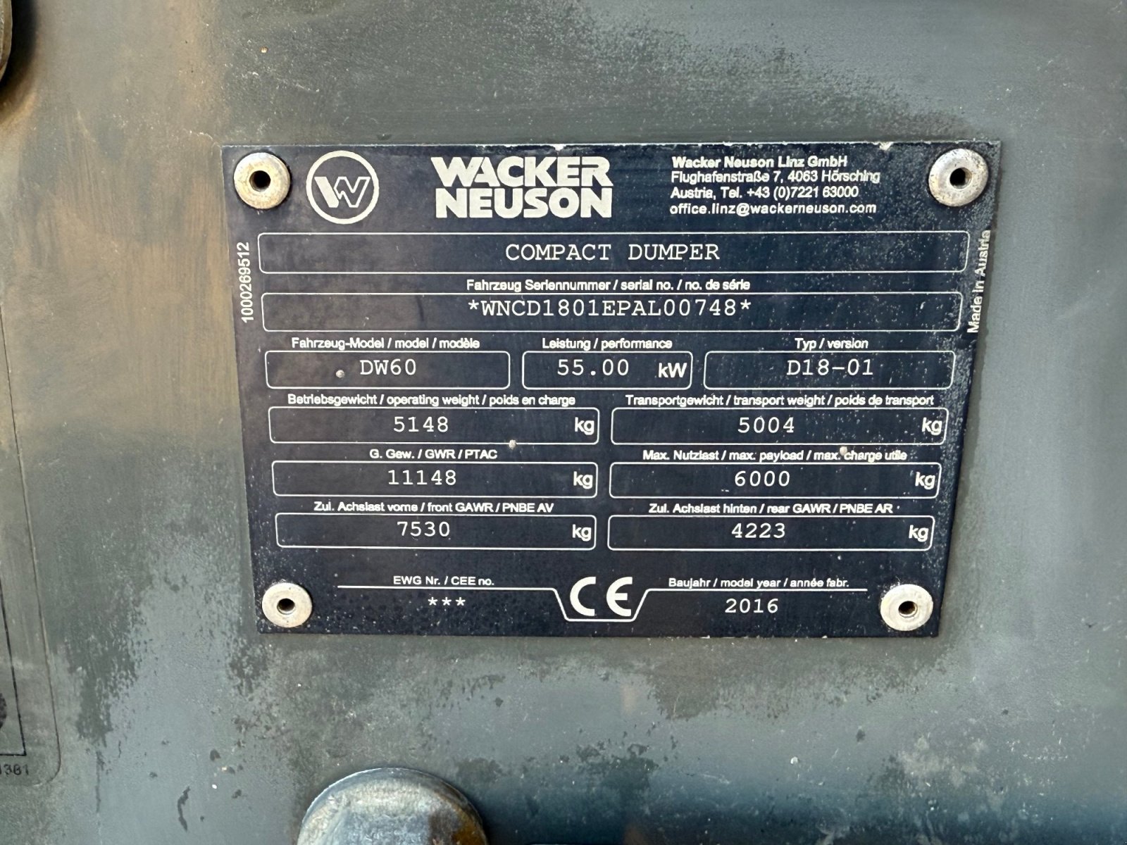 Knickgelenkte Dumper Türe ait Wacker Neuson DW 60, Gebrauchtmaschine içinde Neureichenau (resim 14)