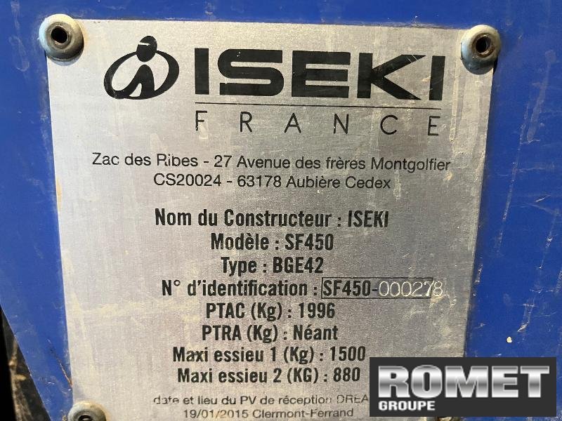 Kommunaltraktor typu Iseki SF450FH, Gebrauchtmaschine v Gennes sur glaize (Obrázek 3)