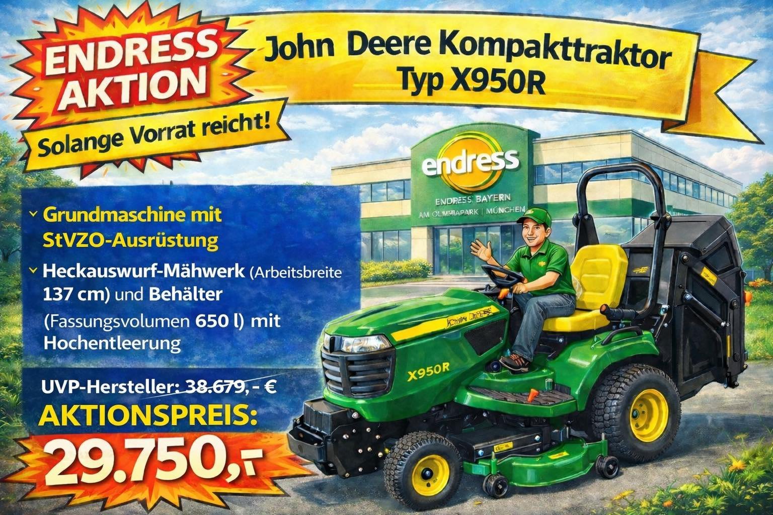Kommunaltraktor van het type John Deere X950R, Neumaschine in München (Foto 1)