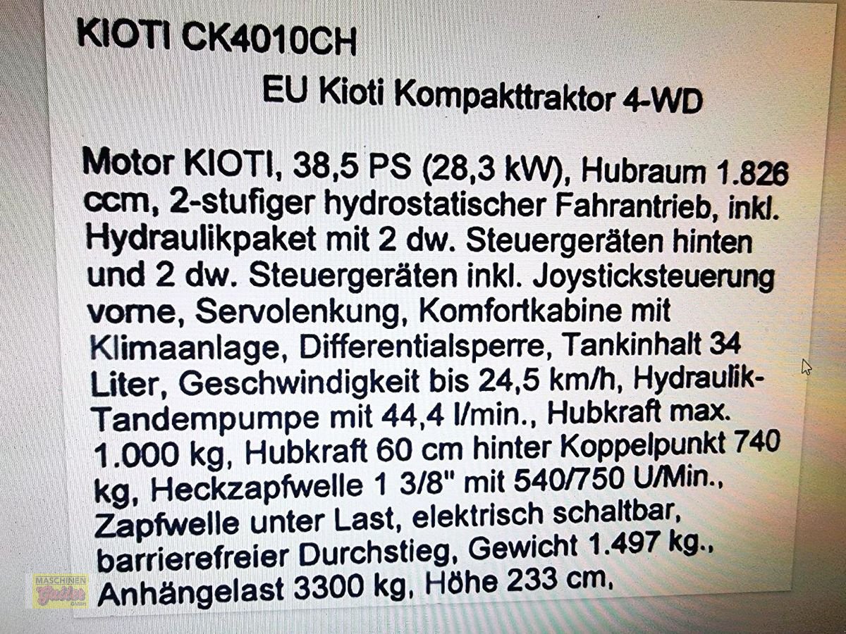 Kommunaltraktor a típus Kioti CK4010 Schneeschild, Mulcher, Schneefräse BJ2019, Gebrauchtmaschine ekkor: Kötschach (Kép 3)
