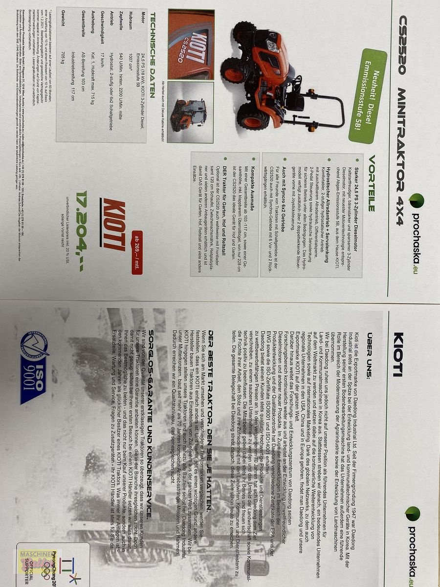 Kommunaltraktor des Typs Kioti CS 2520, Neumaschine in Kötschach (Bild 14)