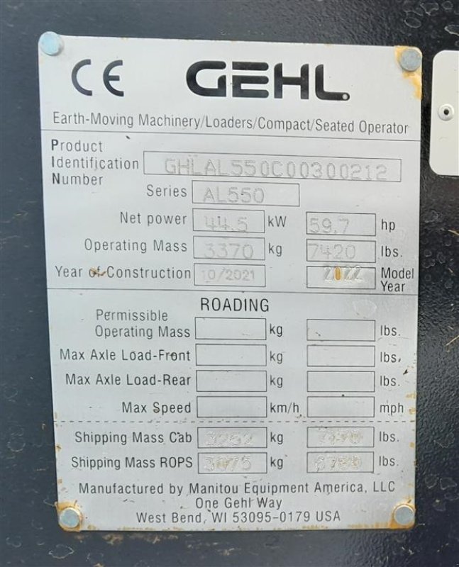 Kompaktlader of the type Gehl AL550 m. kabine, Gebrauchtmaschine in Horsens (Picture 16)