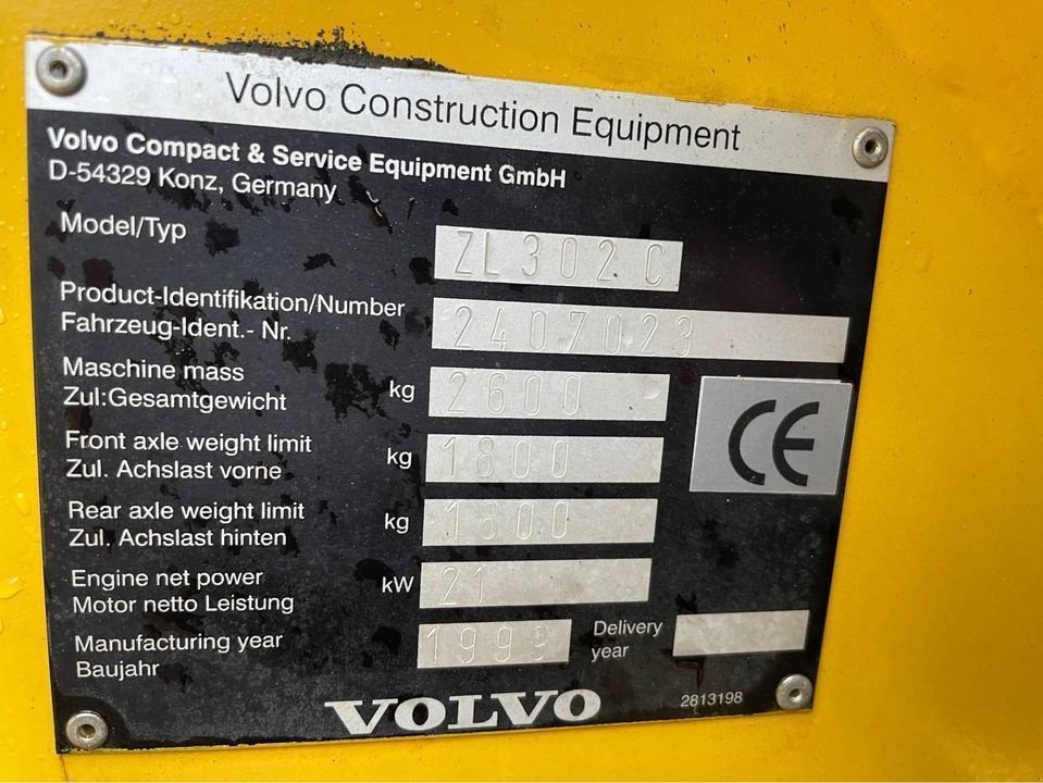 Kompaktlader des Typs Volvo ZL 302 Shovel Loader MARGE, Gebrauchtmaschine in Lunteren (Bild 7)