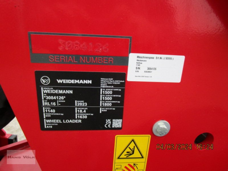 Kompaktlader des Typs Weidemann  1140, Neumaschine in Soyen (Bild 10)