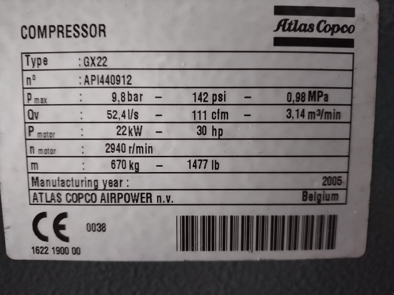 Kompressor & Kühlanlage des Typs Atlas Copco GX 22Ff, Gebrauchtmaschine in Hirschau (Bild 1)