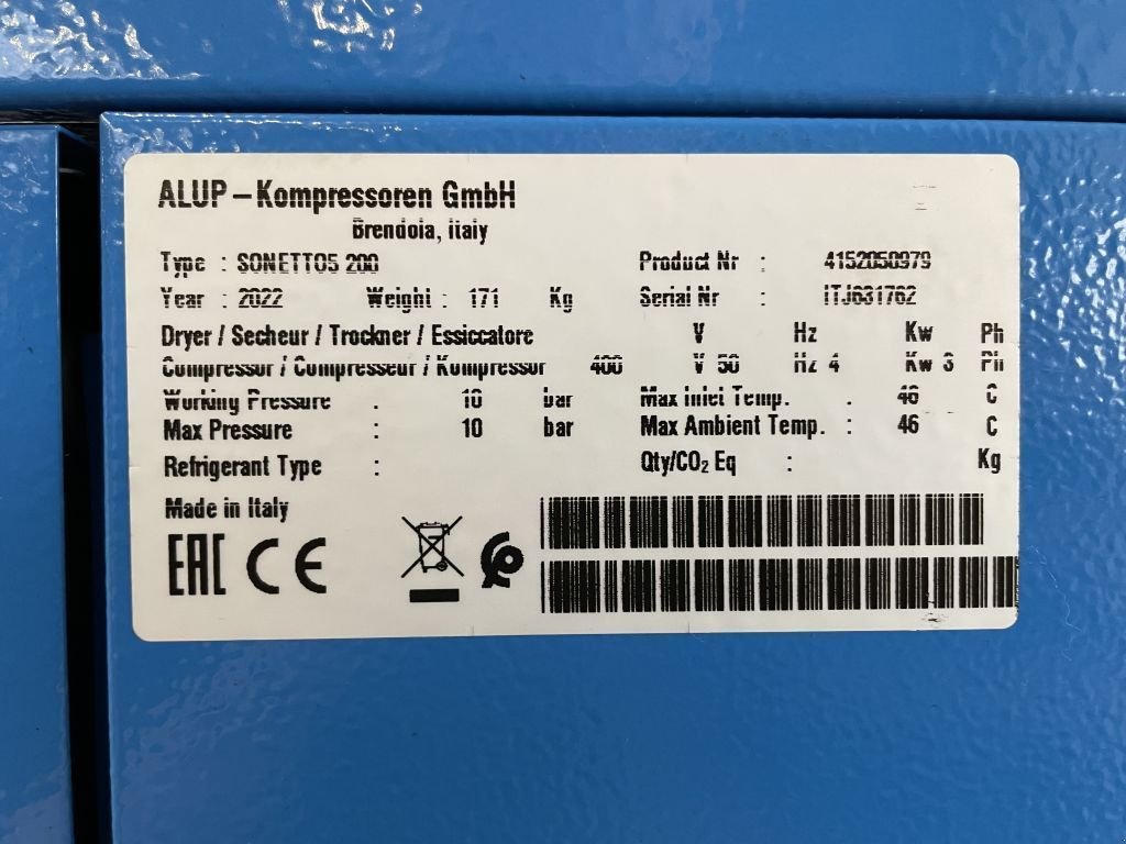 Kompressor des Typs Alup Sonetto 5 - 200 Elektrische Schroefcompressor 5 kW 470 L/Min 10, Neumaschine in VEEN (Bild 3)