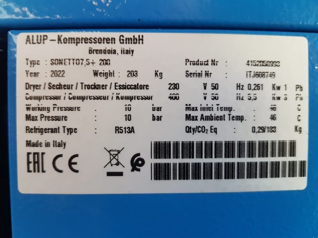 Kompressor typu Alup Sonetto 7.5 + 200 Elektrische Schroefcompressor met ketel en dro, Neumaschine w VEEN (Zdjęcie 3)