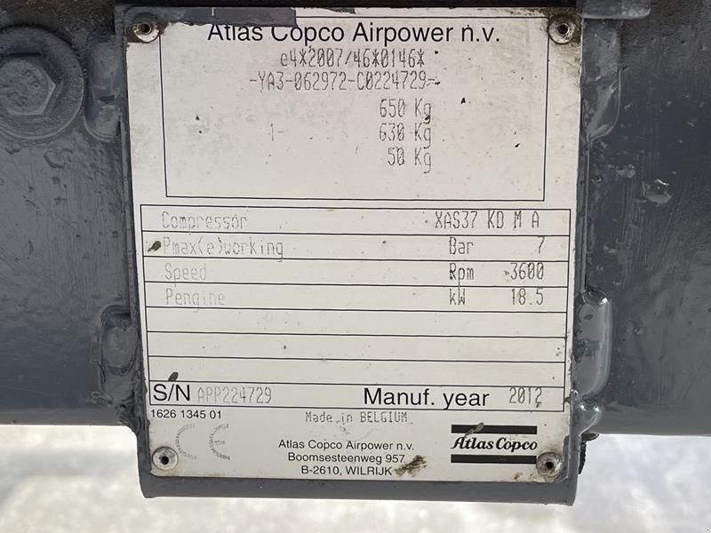 Kompressor typu Atlas Copco XAS 37 KD, Gebrauchtmaschine v Waregem (Obrázek 4)