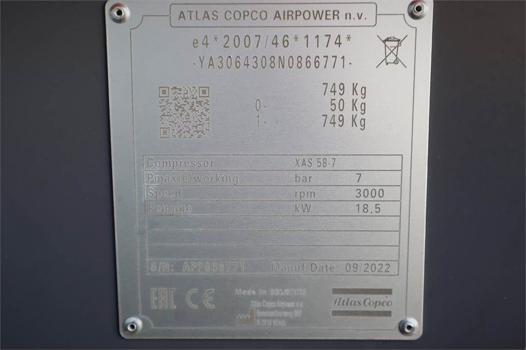 Kompressor des Typs Atlas Copco XAS 58-7 Valid inspection, *Guarantee! Diesel, Vol, Gebrauchtmaschine in Groenlo (Bild 8)