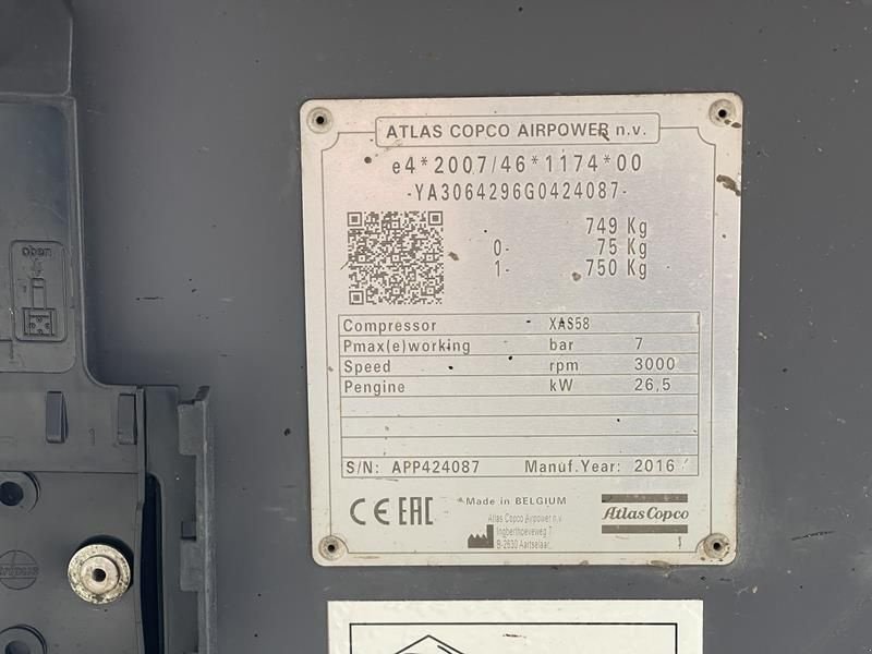 Kompressor van het type Atlas Copco XAS 58 KD, Gebrauchtmaschine in Waregem (Foto 4)