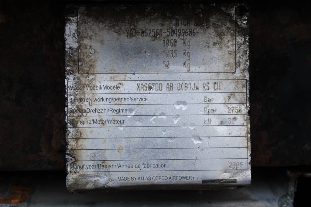 Kompressor tip Atlas Copco XAS 67 DD, Gebrauchtmaschine in Rucphen (Poză 5)