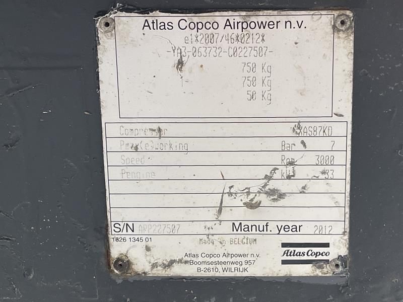 Kompressor от тип Atlas Copco XAS 87 KD, Gebrauchtmaschine в Waregem (Снимка 4)