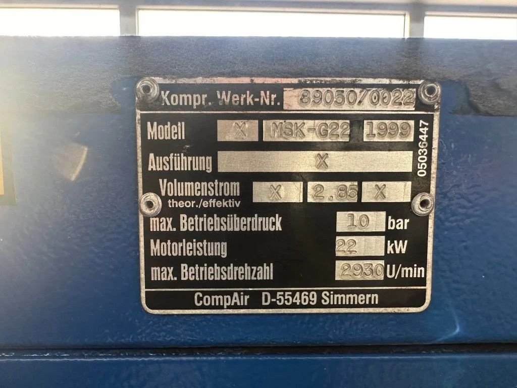 Kompressor типа Compair MSK-G22 Elektrische Schroefcompressor 22 kW 3000 L / min 10 Bar, Gebrauchtmaschine в VEEN (Фотография 3)