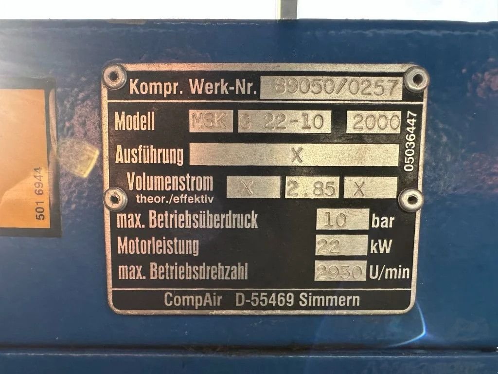 Kompressor tip Compair MSK-G22 Elektrische Schroefcompressor 22 kW 3000 L / min 10 Bar, Gebrauchtmaschine in VEEN (Poză 3)