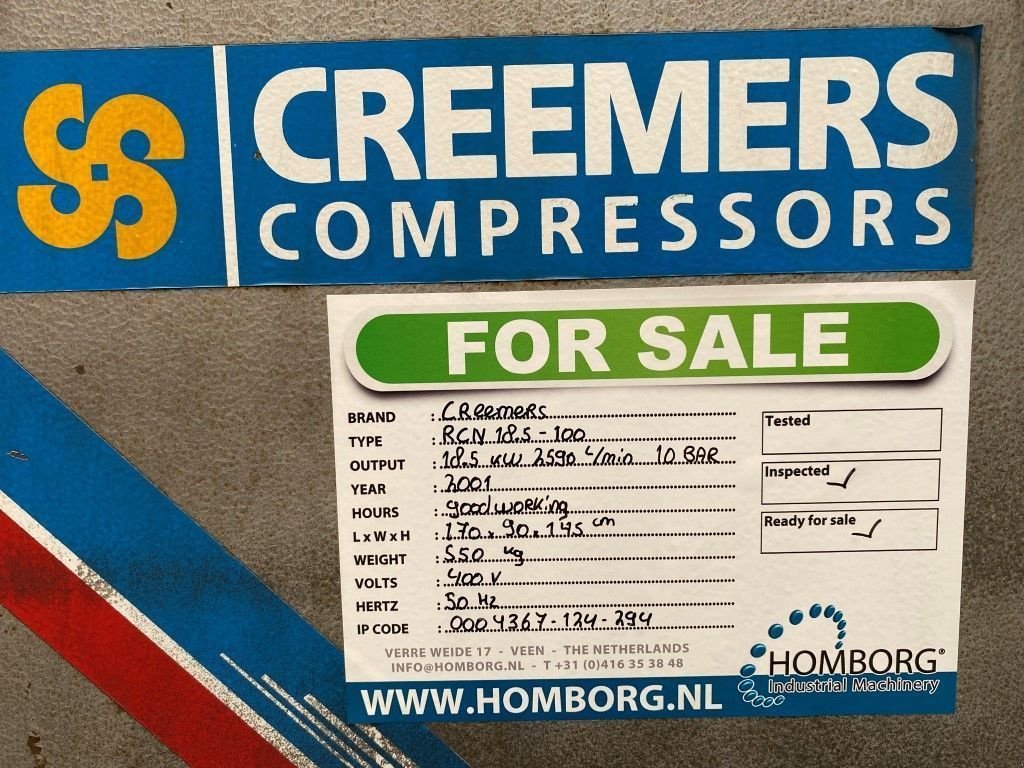 Kompressor типа Creemers RCN 18.5-100 18.5 kW 2590 L / min 10 Bar Silent Elektrische Schr, Gebrauchtmaschine в VEEN (Фотография 11)