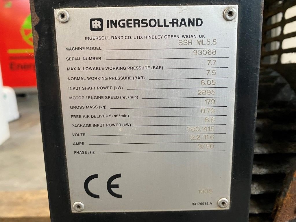 Kompressor typu Ingersoll Rand SSR ML 5.5 SSR ML5.5 6 kW 800 L / min 7.5 Bar Elektrische Schroe, Gebrauchtmaschine w VEEN (Zdjęcie 3)