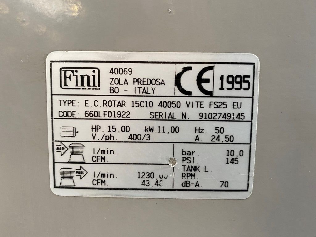 Kompressor typu Rotar 15C10 11 kW 1230 L / min 10 Bar Schroefcompressor, Gebrauchtmaschine v VEEN (Obrázok 3)