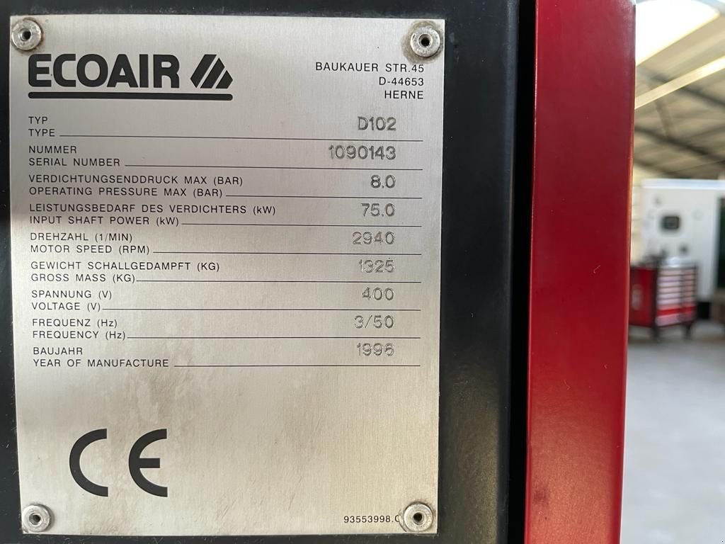 Kompressor a típus Sonstige EcoAir D102 Elektrische Schroefcompressor 75 kW 10.000 L / min 8 Bar, Gebrauchtmaschine ekkor: VEEN (Kép 4)