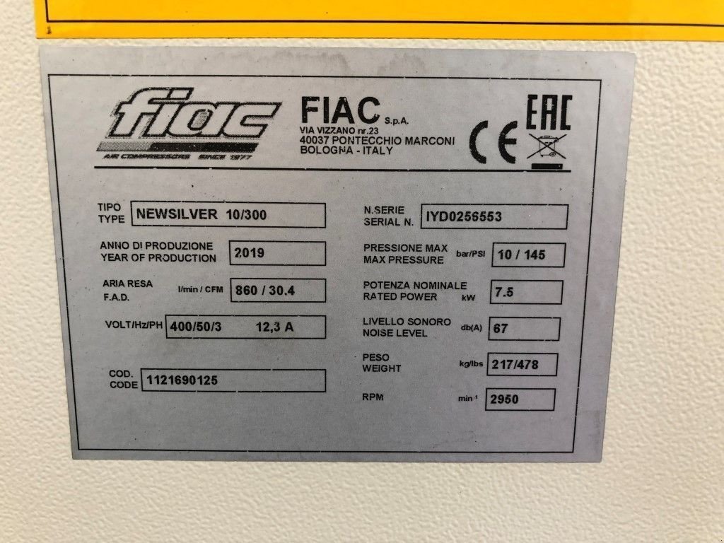 Kompressor des Typs Sonstige Fiac New Silver D 10 / 300 Silent 7.5 kW 860 L / min 10 bar Elektrisc, Neumaschine in VEEN (Bild 3)