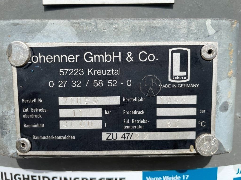Kompressor tip Sonstige Lohenner GmbH & Co. 3.000 Liter Gegalvaniseerde Verticale L, Gebrauchtmaschine in VEEN (Poză 2)