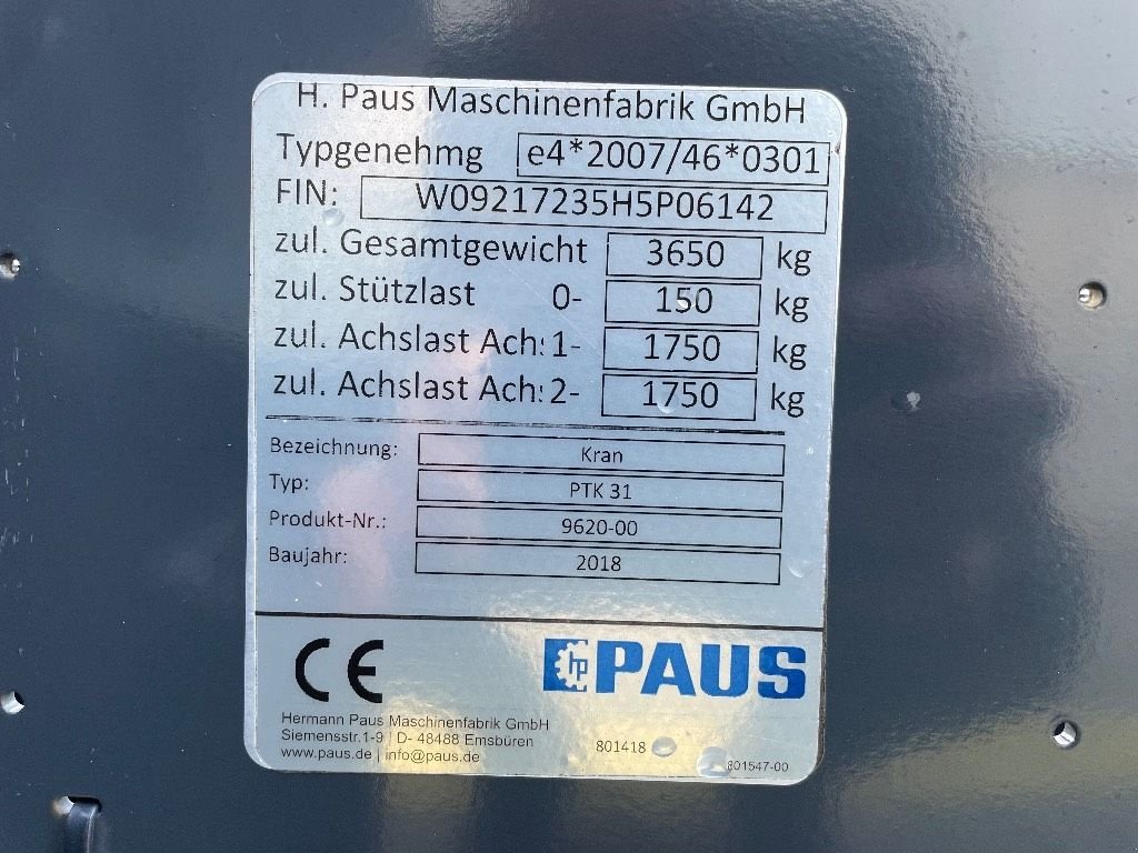 Kran tipa Paus PTK 31, Gebrauchtmaschine u WIJCHEN (Slika 3)