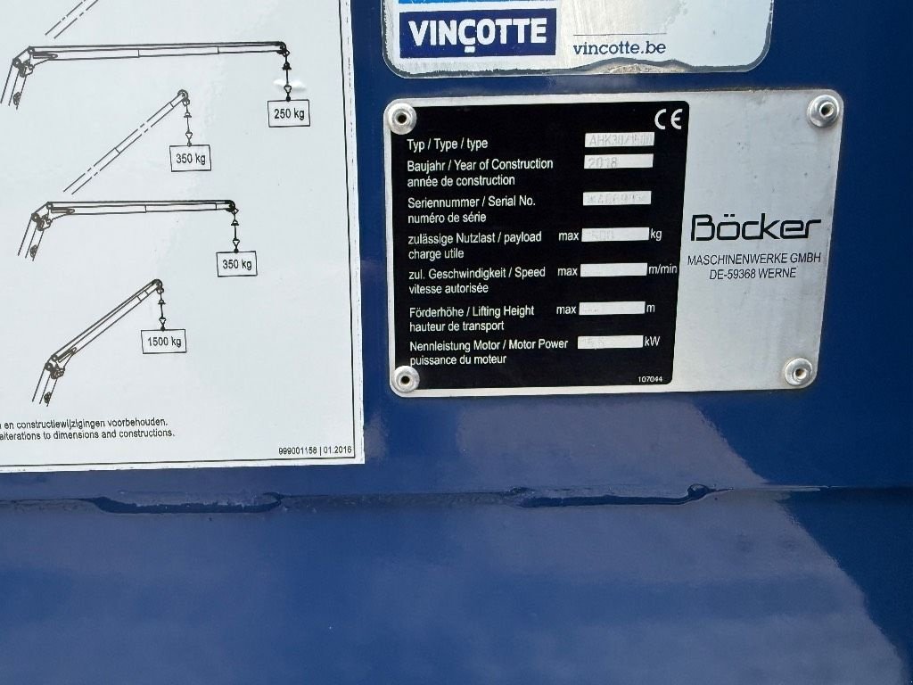 Kran типа Sonstige B&ouml;cker AHK 30/1500, Gebrauchtmaschine в WIJCHEN (Фотография 3)
