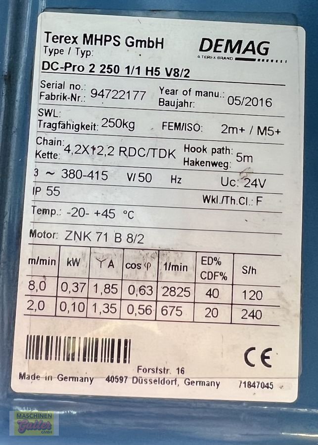 Kran des Typs Sonstige Demag Blue Elektrokettenzug, Gebrauchtmaschine in Kötschach (Bild 6)