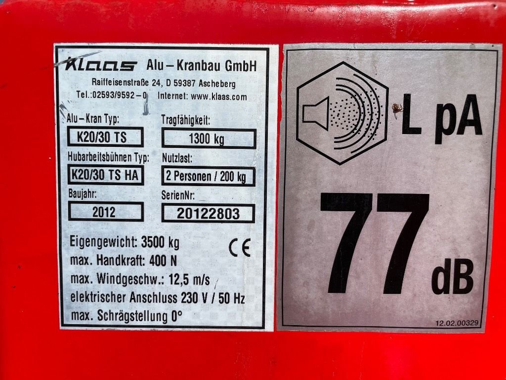 Kran типа Sonstige Klaas K 20-30 TS premium, Gebrauchtmaschine в WIJCHEN (Фотография 3)