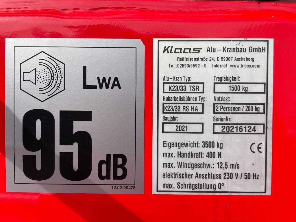 Kran tipa Sonstige Klaas K 23/33 TSR, Gebrauchtmaschine u WIJCHEN (Slika 3)