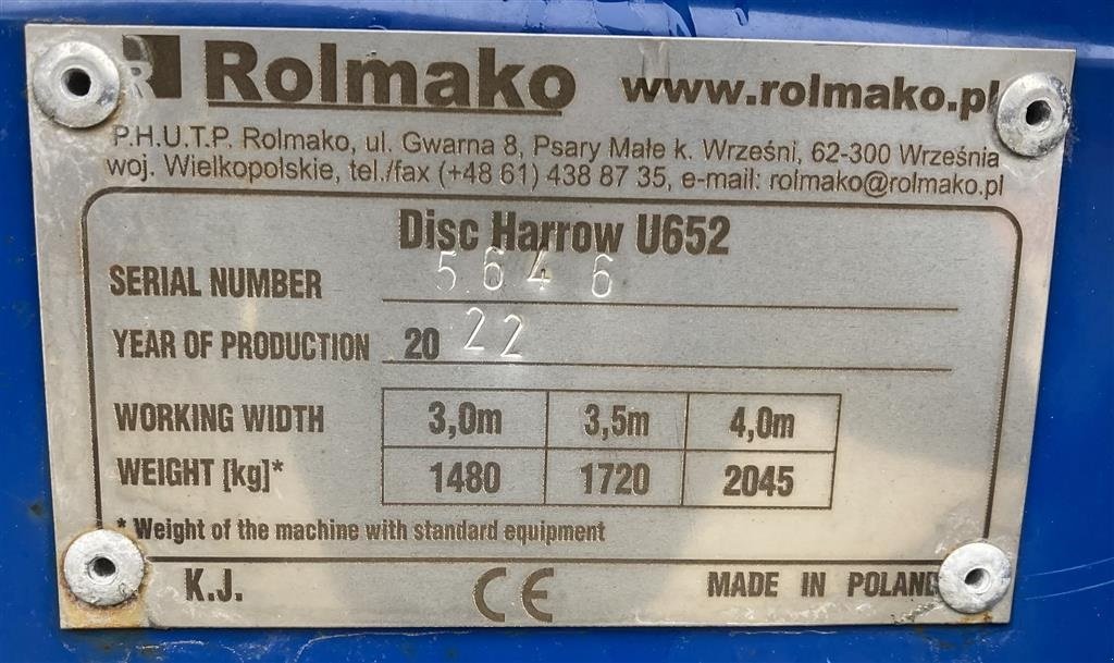 Kreiselegge Türe ait Rolmako U-652, Gebrauchtmaschine içinde Horsens (resim 5)