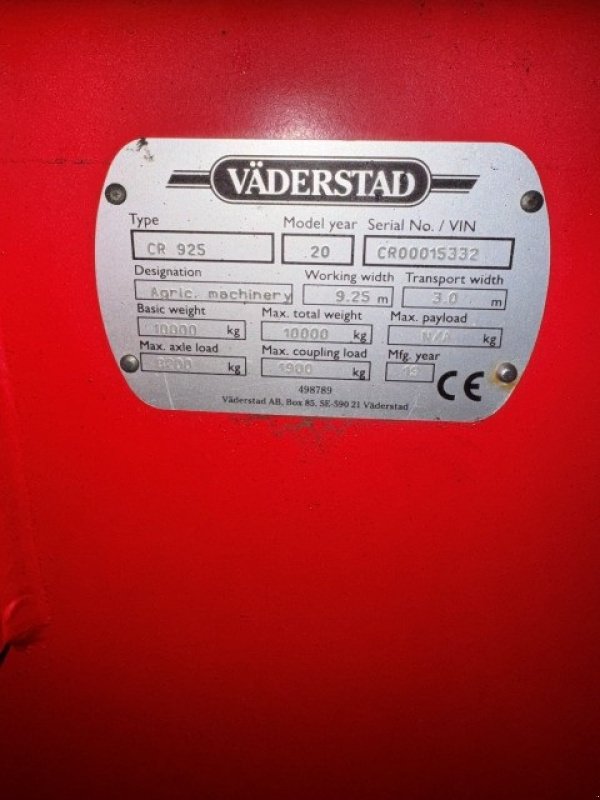 Kreiselegge typu Väderstad CARRIER 925 DISC, Gebrauchtmaschine w Brønderslev (Zdjęcie 3)