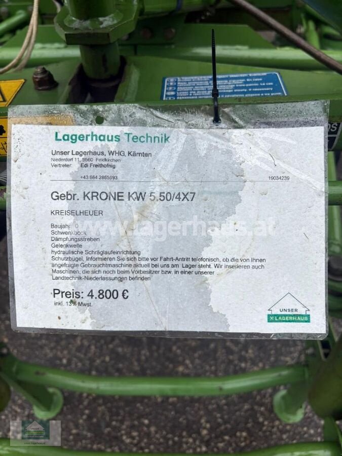 Kreiselheuer of the type Krone KW 5.50/4X7, Gebrauchtmaschine in Klagenfurt (Picture 7)