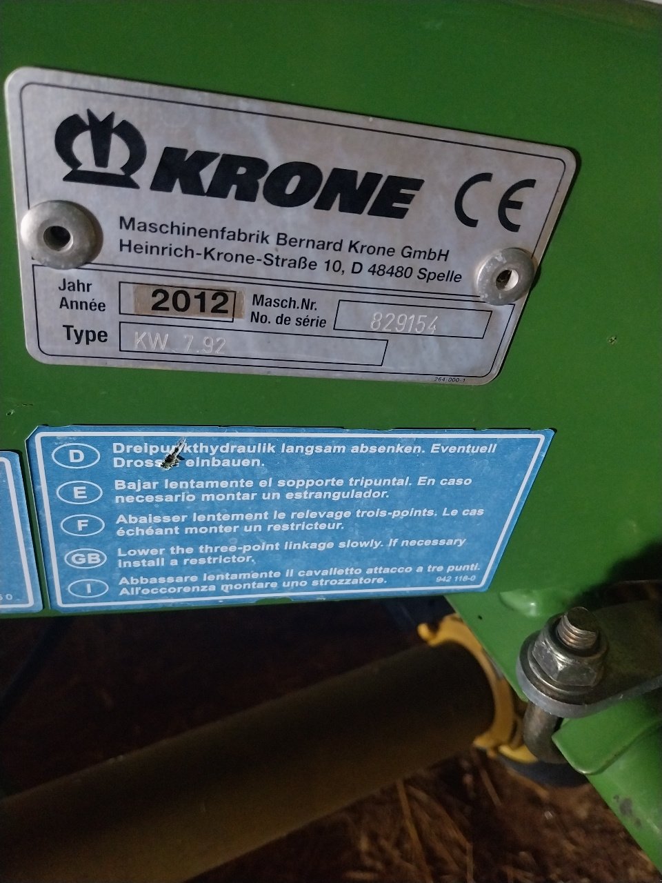 Kreiselheuer Türe ait Krone Kw 7.92, Gebrauchtmaschine içinde SAINT JAMES (resim 6)