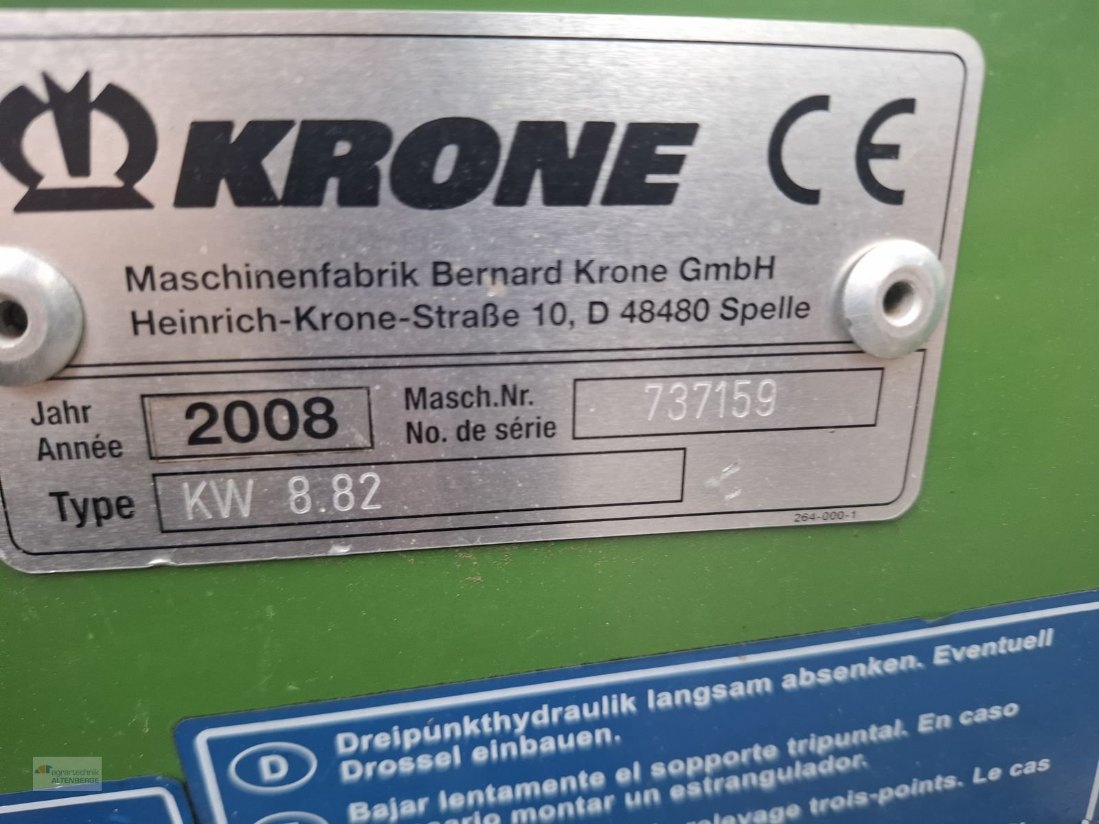 Kreiselheuer Türe ait Krone KW 8.82, Gebrauchtmaschine içinde Altenberge (resim 10)