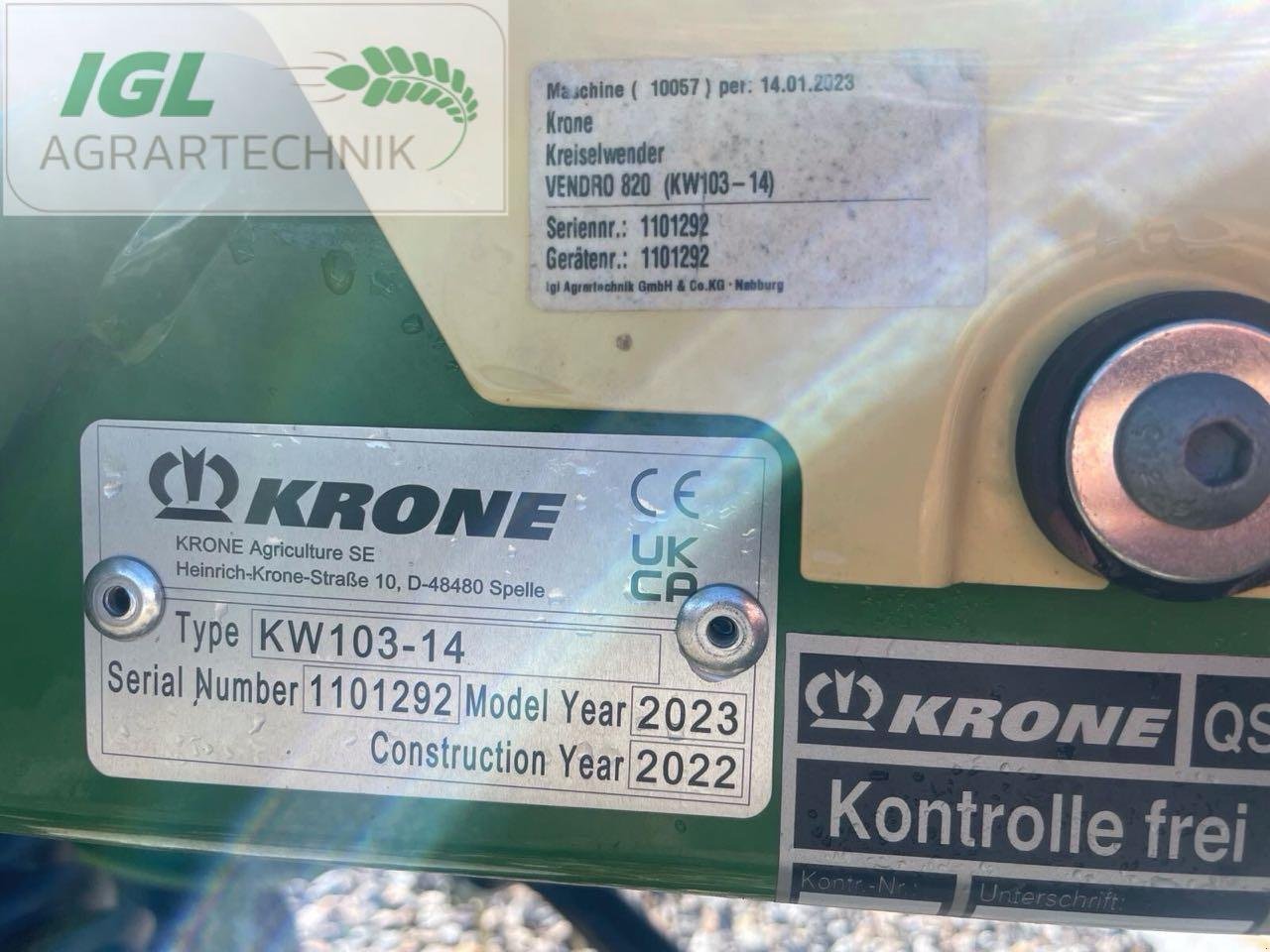 Kreiselheuer des Typs Krone VENDRO 820  (KW103-14), Neumaschine in Nabburg (Bild 6)