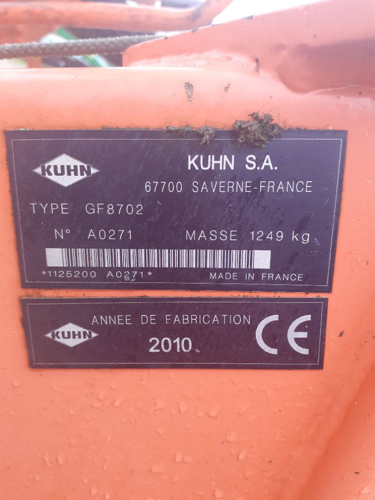 Kreiselheuer des Typs Kuhn GF 8702, Gebrauchtmaschine in Lérouville (Bild 10)