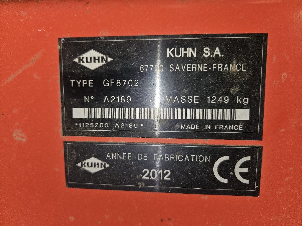 Kreiselheuer tipa Kuhn GF 8702, Gebrauchtmaschine u Neuilly-Crimolois (Slika 7)