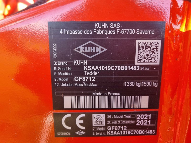 Kreiselheuer Türe ait Kuhn GF 8712 Giroheuer, Gebrauchtmaschine içinde Chur (resim 10)