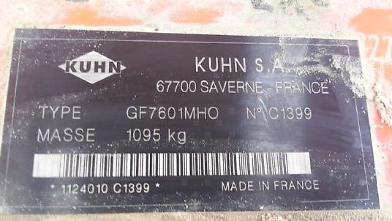 Kreiselheuer des Typs Kuhn GF7601 MHO, Gebrauchtmaschine in Sainte-Croix-en-Plaine (Bild 2)