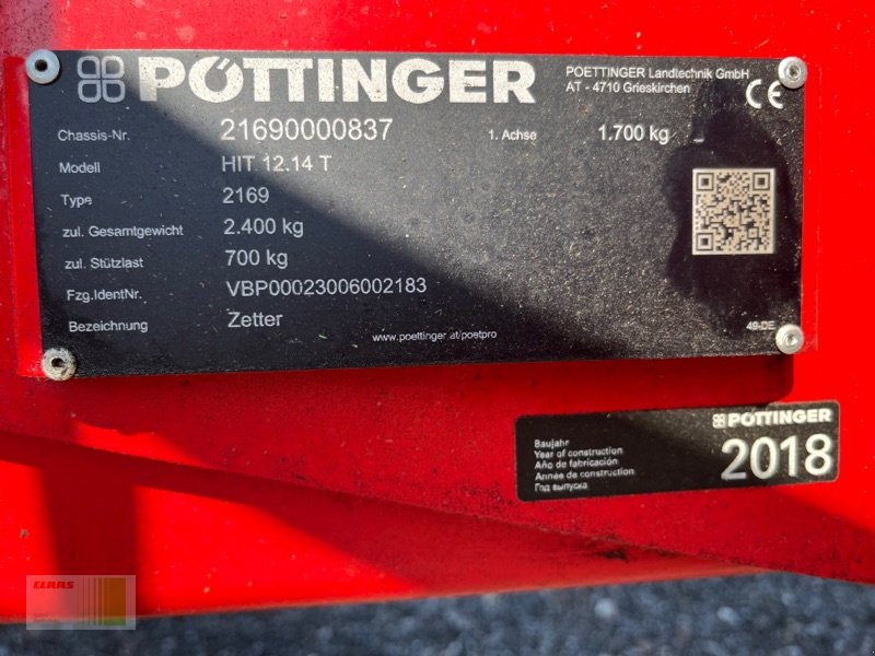 Kreiselheuer typu Pöttinger HIT 12.14 T, Gebrauchtmaschine v Bordesholm (Obrázek 2)